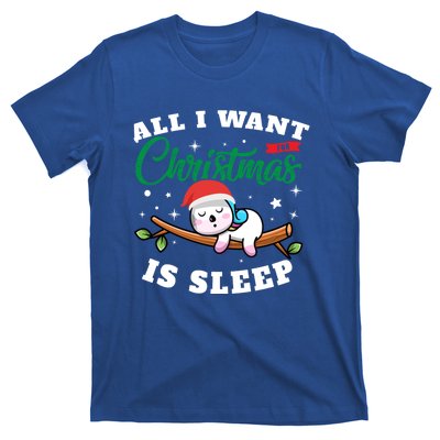 Funny Lazy Sloth All I Want For Christmas Is Sleep Funny Gift T-Shirt