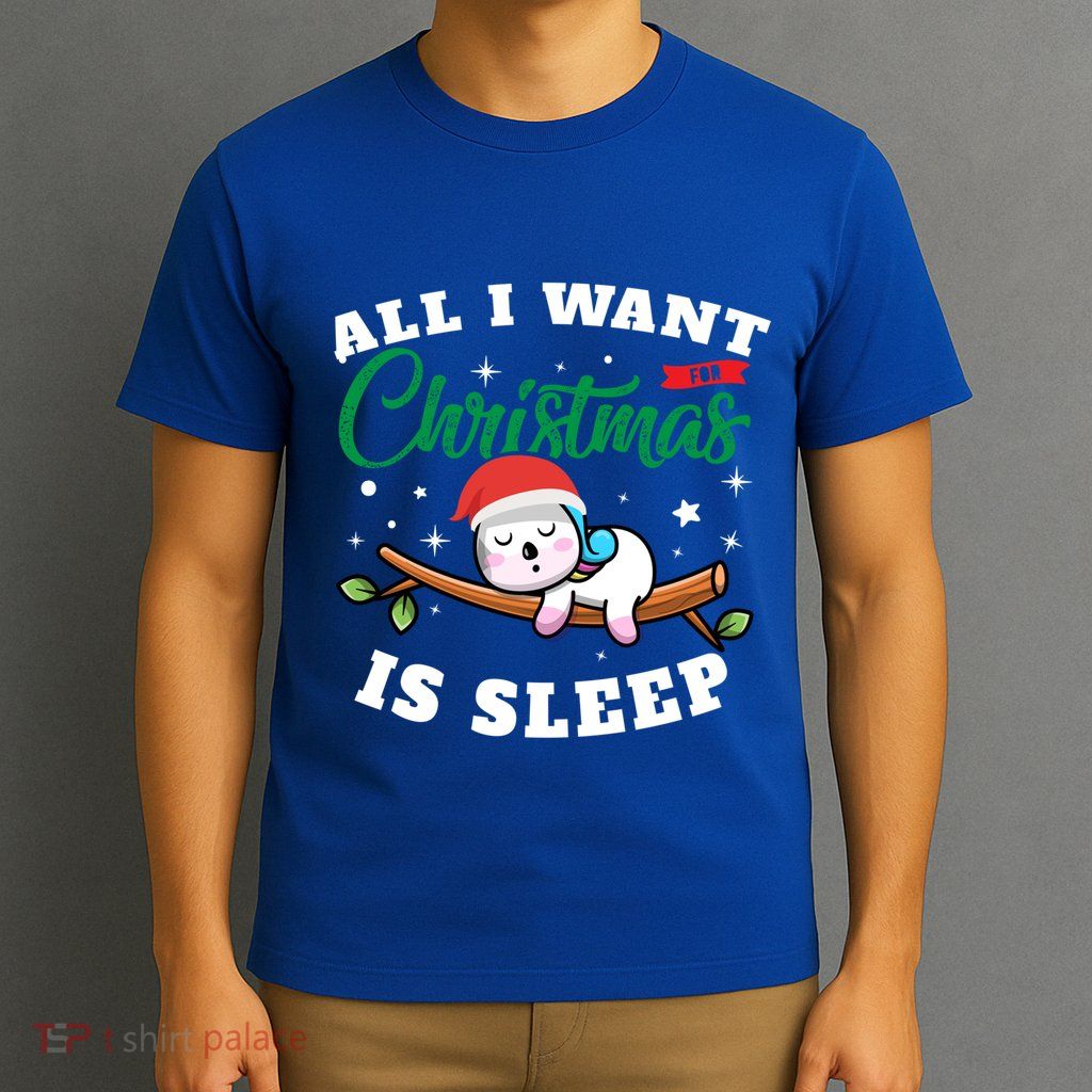 Funny Lazy Sloth All I Want For Christmas Is Sleep Funny Gift T-Shirt