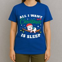 Funny Lazy Sloth All I Want For Christmas Is Sleep Funny Gift T-Shirt