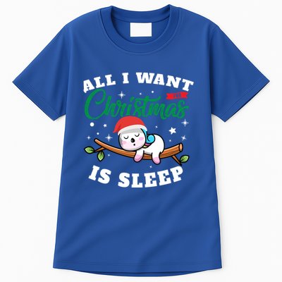 Funny Lazy Sloth All I Want For Christmas Is Sleep Funny Gift Tall T-Shirt