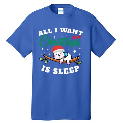 Funny Lazy Sloth All I Want For Christmas Is Sleep Funny Gift Tall T-Shirt