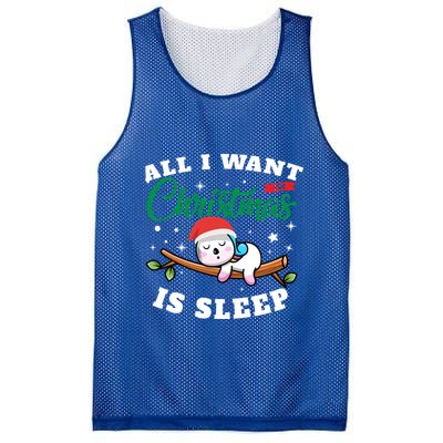 Funny Lazy Sloth All I Want For Christmas Is Sleep Funny Gift Mesh Reversible Basketball Jersey Tank