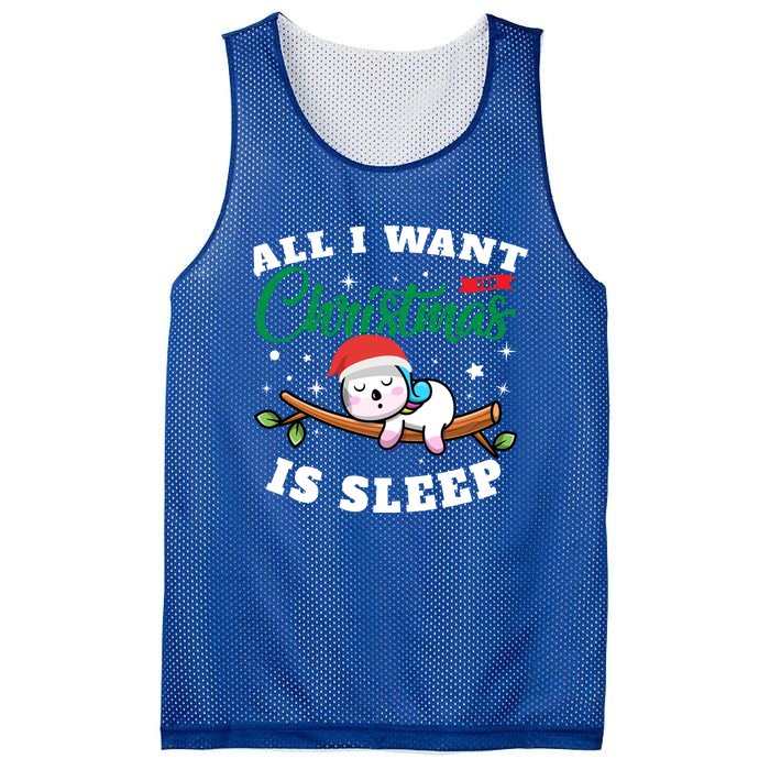 Funny Lazy Sloth All I Want For Christmas Is Sleep Funny Gift Mesh Reversible Basketball Jersey Tank