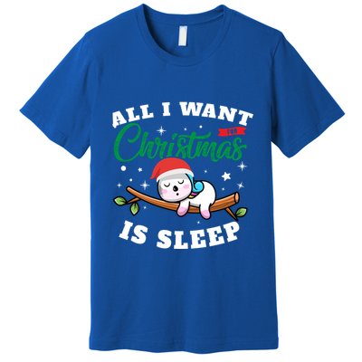 Funny Lazy Sloth All I Want For Christmas Is Sleep Funny Gift Premium T-Shirt