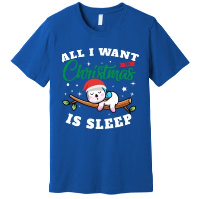 Funny Lazy Sloth All I Want For Christmas Is Sleep Funny Gift Premium T-Shirt