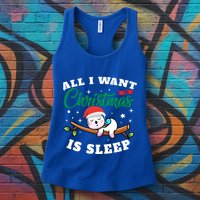 Funny Lazy Sloth All I Want For Christmas Is Sleep Funny Gift Womens Tank Top