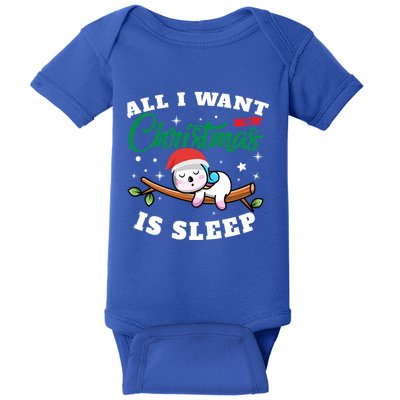 Funny Lazy Sloth All I Want For Christmas Is Sleep Funny Gift Baby Bodysuit