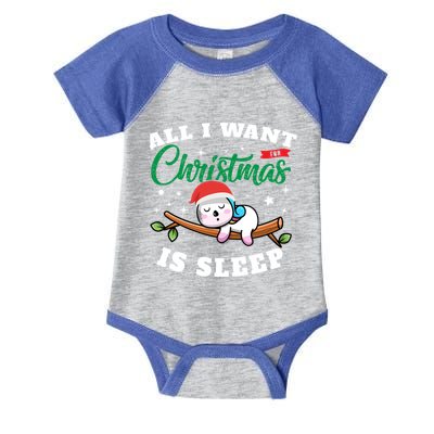 Funny Lazy Sloth All I Want For Christmas Is Sleep Funny Gift Infant Baby Jersey Bodysuit