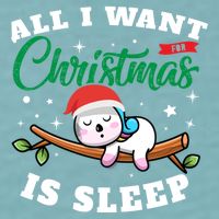 Funny Lazy Sloth All I Want For Christmas Is Sleep Funny Gift Sueded Cloud Jersey T-Shirt