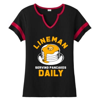 Football Lineman Serving Pancakes Daily Ladies Halftime Notch Neck Tee