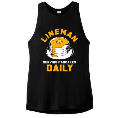 Football Lineman Serving Pancakes Daily Ladies PosiCharge Tri-Blend Wicking Tank