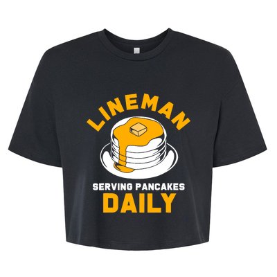 Football Lineman Serving Pancakes Daily Bella+Canvas Jersey Crop Tee