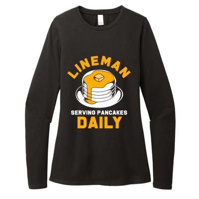 Football Lineman Serving Pancakes Daily Womens CVC Long Sleeve Shirt