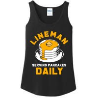 Football Lineman Serving Pancakes Daily Ladies Essential Tank