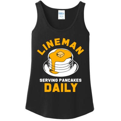 Football Lineman Serving Pancakes Daily Ladies Essential Tank