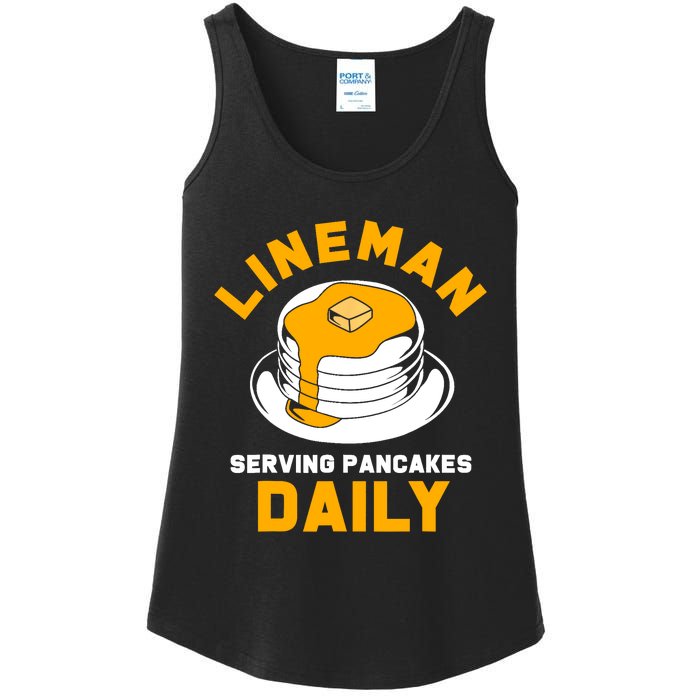 Football Lineman Serving Pancakes Daily Ladies Essential Tank