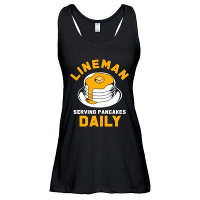 Football Lineman Serving Pancakes Daily Ladies Essential Flowy Tank