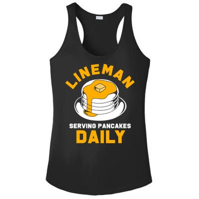 Football Lineman Serving Pancakes Daily Ladies PosiCharge Competitor Racerback Tank