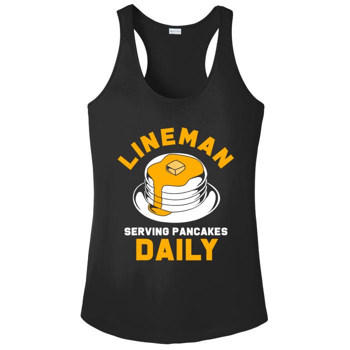 Football Lineman Serving Pancakes Daily Ladies PosiCharge Competitor Racerback Tank