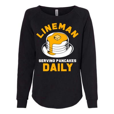 Football Lineman Serving Pancakes Daily Womens California Wash Sweatshirt