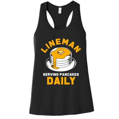 Football Lineman Serving Pancakes Daily Women's Racerback Tank