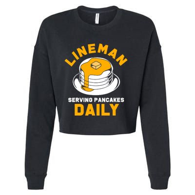 Football Lineman Serving Pancakes Daily Cropped Pullover Crew