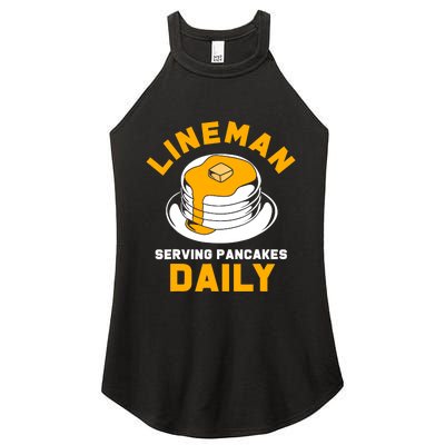 Football Lineman Serving Pancakes Daily Women's Perfect Tri Rocker Tank