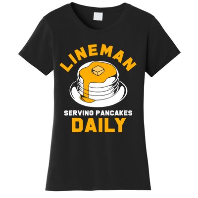 Football Lineman Serving Pancakes Daily Women's T-Shirt