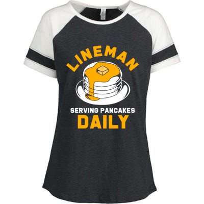 Football Lineman Serving Pancakes Daily Enza Ladies Jersey Colorblock Tee