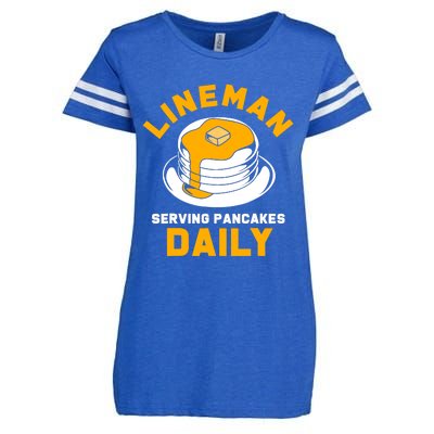 Football Lineman Serving Pancakes Daily Enza Ladies Jersey Football T-Shirt