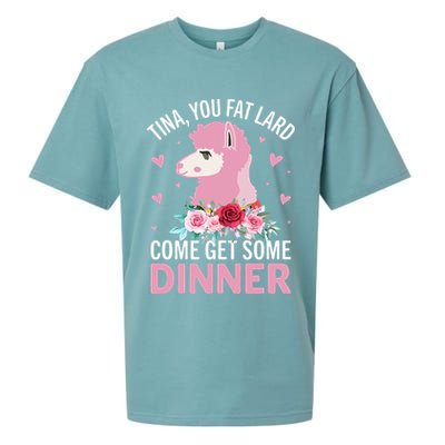 Funny Llama Saying Tee Tina You Fat Lard Alpaca Gift Sueded Cloud Jersey T-Shirt