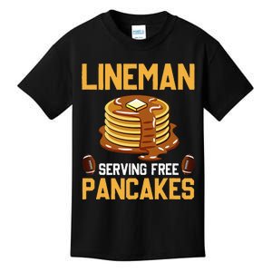 Football Lineman Serving Pancakes Daily Offensive Lineman Kids T-Shirt