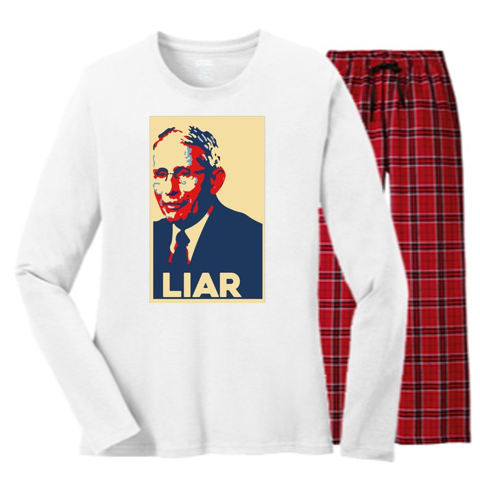 Fauci Liar Shirt Retro Vintage Dr Fauci Anthony Fauci Liar Women's Long Sleeve Flannel Pajama Set 