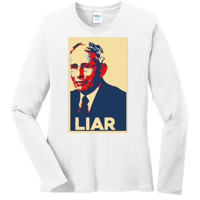 Fauci Liar Shirt Retro Vintage Dr Fauci Anthony Fauci Liar Ladies Long Sleeve Shirt