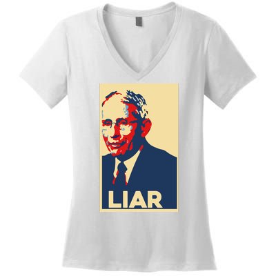 Fauci Liar Shirt Retro Vintage Dr Fauci Anthony Fauci Liar Women's V-Neck T-Shirt