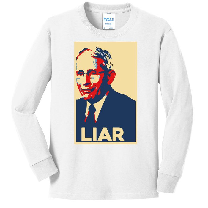 Fauci Liar Shirt Retro Vintage Dr Fauci Anthony Fauci Liar Kids Long Sleeve Shirt