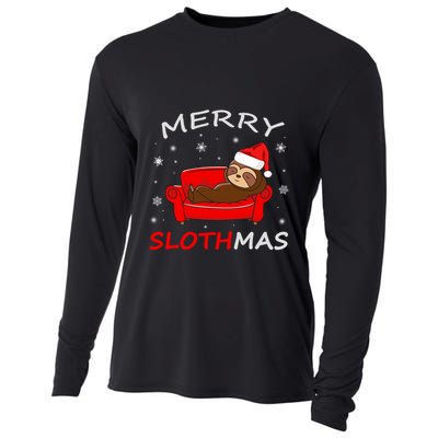 Funny Lazy Sloth Christmas Gift Cooling Performance Long Sleeve Crew
