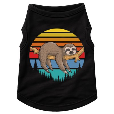 Funny Lazy Sloth Retro Sunset 1 Doggie Tank