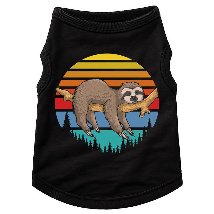 Funny Lazy Sloth Retro Sunset 1 Doggie Tank
