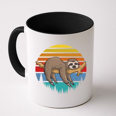 Funny Lazy Sloth Retro Sunset 1 Mug