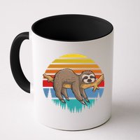 Funny Lazy Sloth Retro Sunset 1 Mug