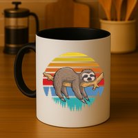 Funny Lazy Sloth Retro Sunset 1 Mug