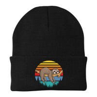 Funny Lazy Sloth Retro Sunset 1 Beanie