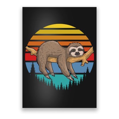 Funny Lazy Sloth Retro Sunset 1 Poster