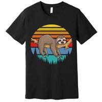 Funny Lazy Sloth Retro Sunset 1 Premium T-Shirt