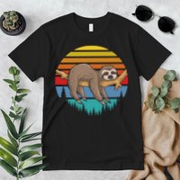 Funny Lazy Sloth Retro Sunset 1 Premium T-Shirt