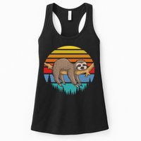 Funny Lazy Sloth Retro Sunset 1 Womens Tank Top