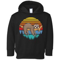 Funny Lazy Sloth Retro Sunset 1 Toddler Hoodie