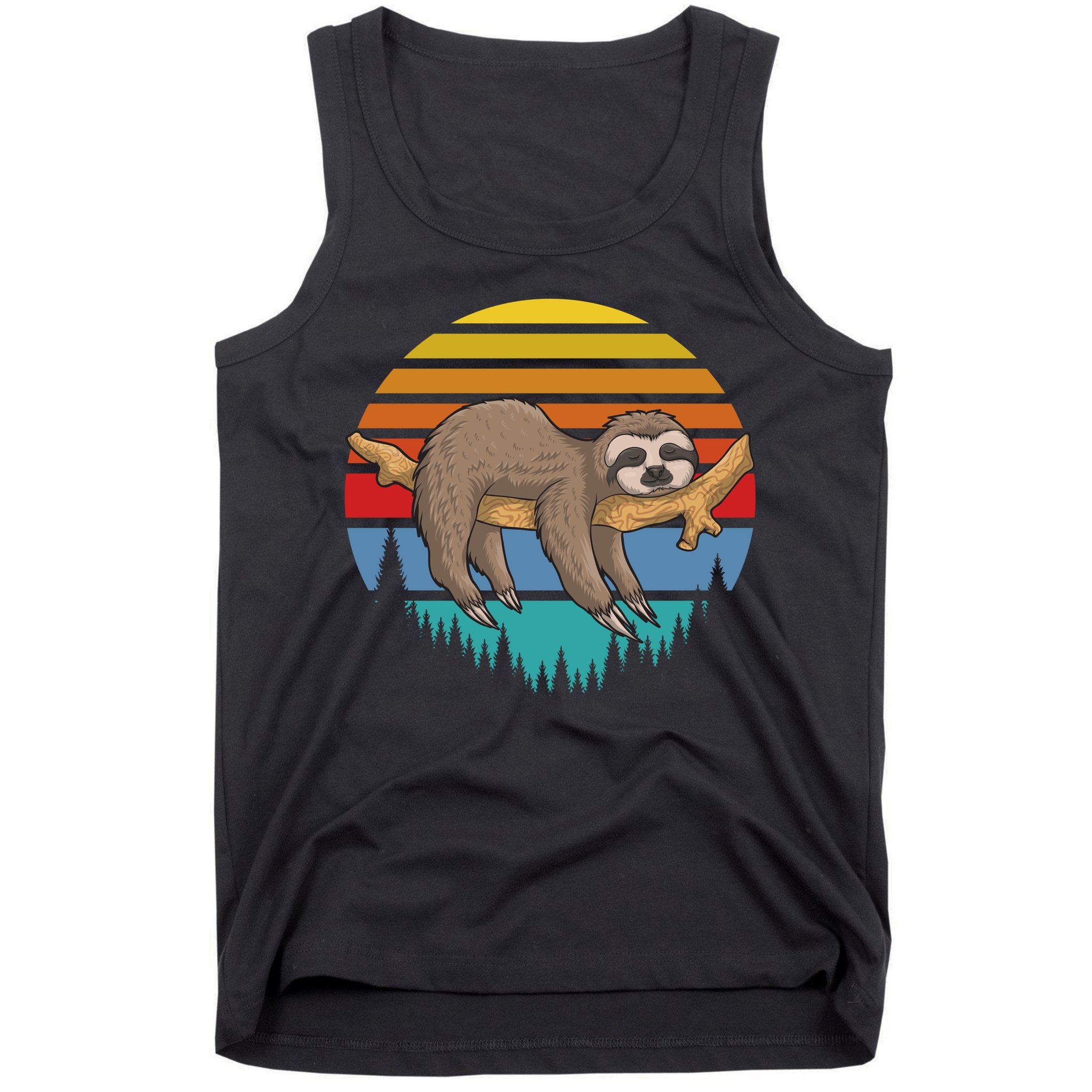 Funny Lazy Sloth Retro Sunset 1 Tank Top