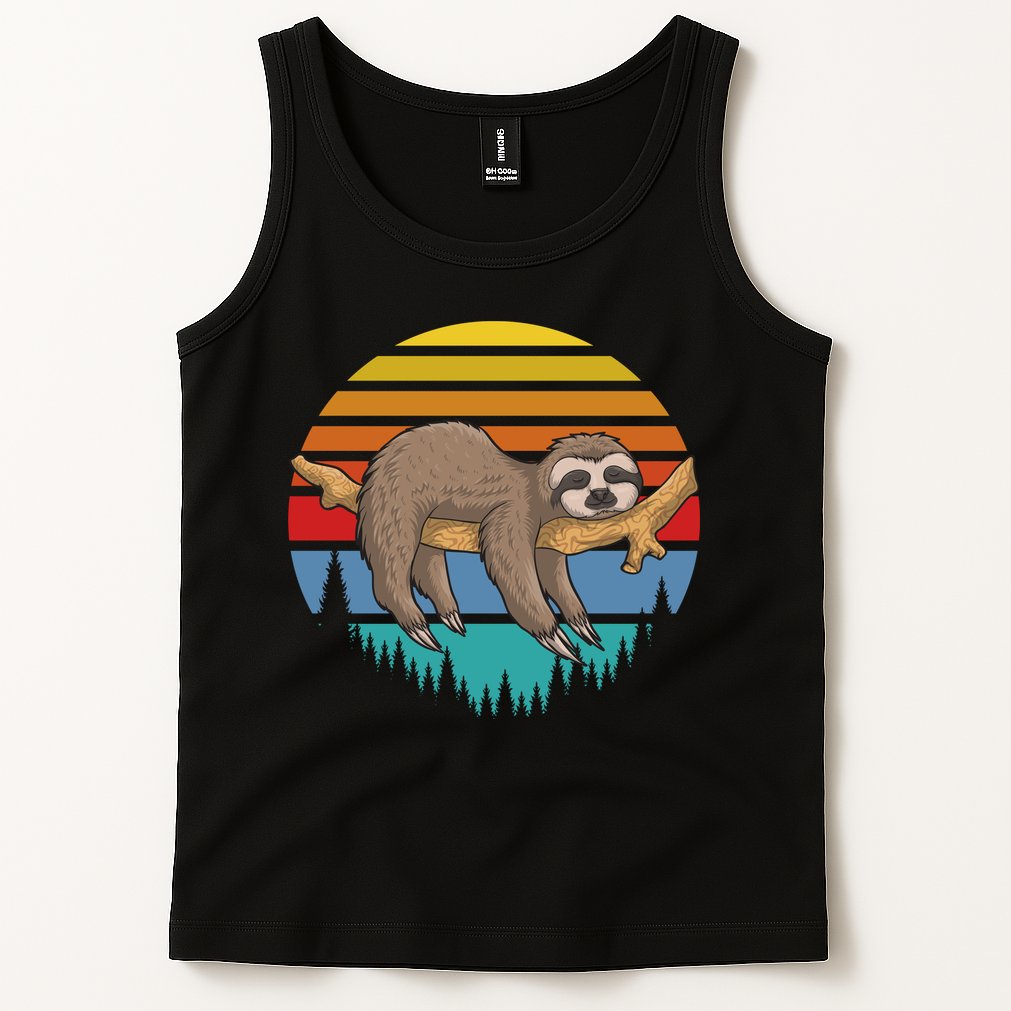 Funny Lazy Sloth Retro Sunset 1 Tank Top